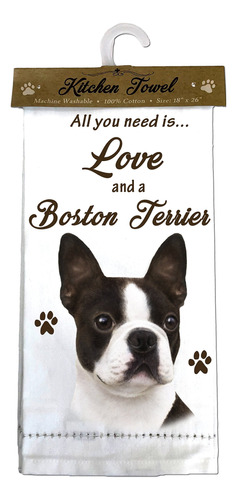E&s Pets Boston Terrier Toallas De Cocina, Color Blanco Rot.