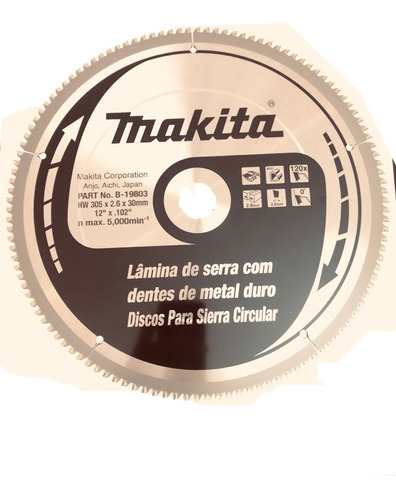 Disco Sierra P/aluminio 12 X 1-3/16 X 120 D Makita B19803