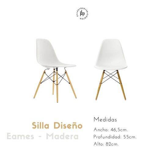 Juego De Comedor Mesa Redonda Vidrio + 6 Sillas Eames - 120 Color Blanco