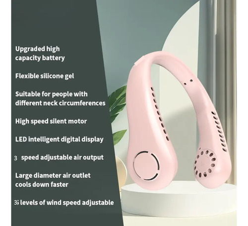 Ventilador Portátil Recargable Básico Cuello3 Velocidad Usb