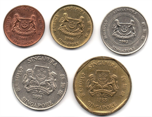 Singapur 1, 5, 10, 20 Cents Y 1 Dólar 1988 A 2001