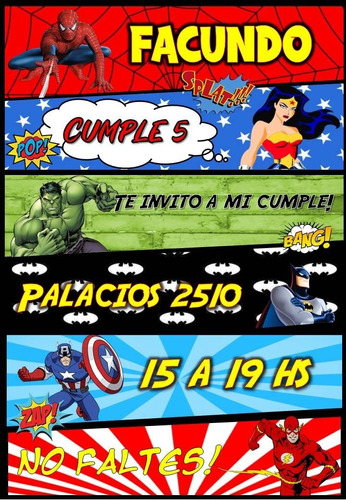 Superheroes Comic Tarjeta Invitación Digital Imprimible 