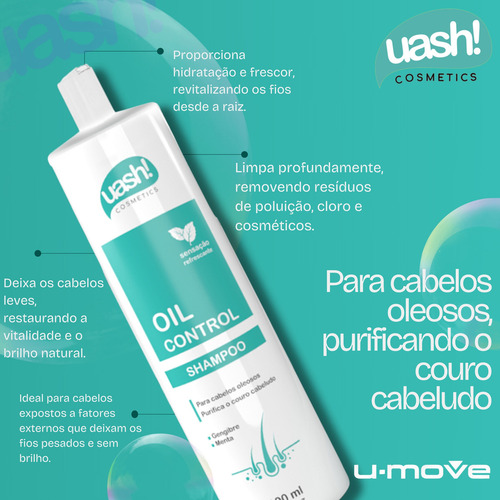 Shampoo Uash Oil Control 900ml - Gengibre E Menta
