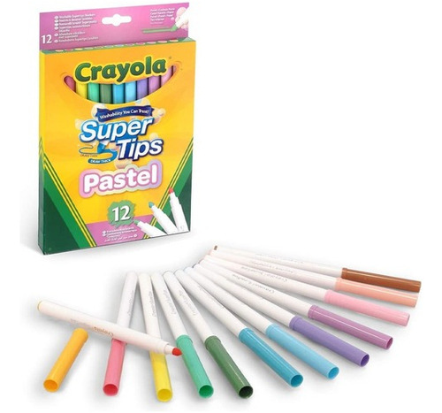 Marcadores Plumones Crayola Super Tips Pastel 12 Colores
