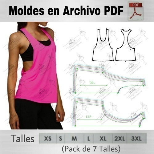 Moldes Patrones Imprimibles Musculosa Sudadera Xs Al 3xl