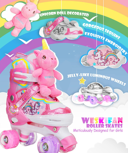 Patines De Unicornio Para Niñas Con Ruedas Brillantes Ajusta