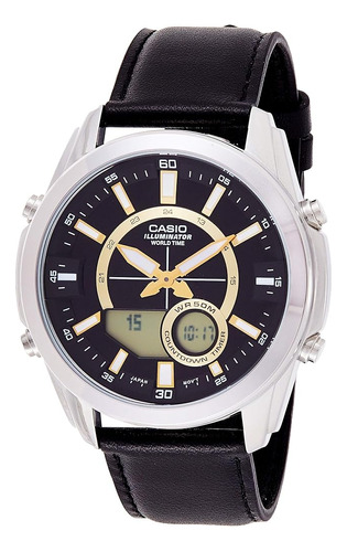 Reloj Casio Amw810l-1a De Cuero Negro Con Esfera Activa