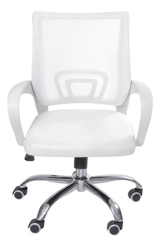 Cadeira de escritório BoxBit Tok baixa com relax base rodízio ergonômica  branca com estofado de mesh