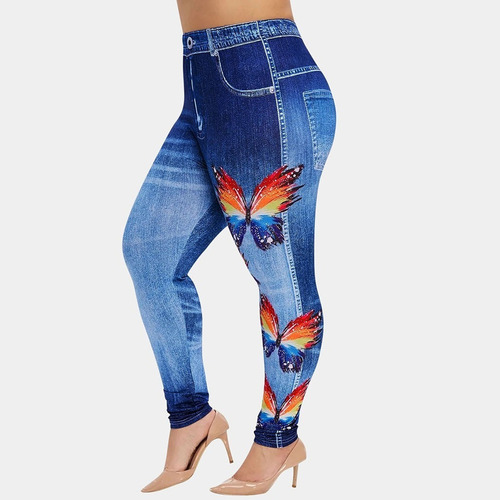X Leggings De Mezclilla De Imitación Casuales De Talla