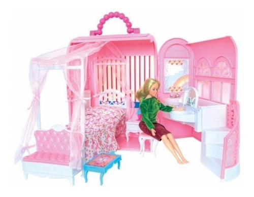El Maletín Gloria Con Dormitorio Y Baño Casita De Muñeca