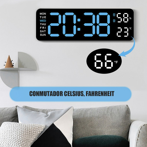 Reloj De Pared Digital Led Con Termómetro, Fecha,alarma