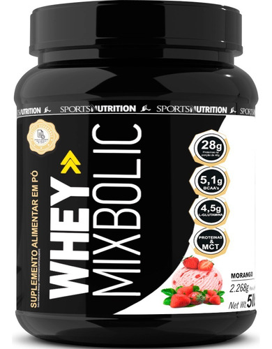 Whey Protein Mix Bolic 908g Sabor: Morango - Fórmula com 28g De Proteína Por Dose