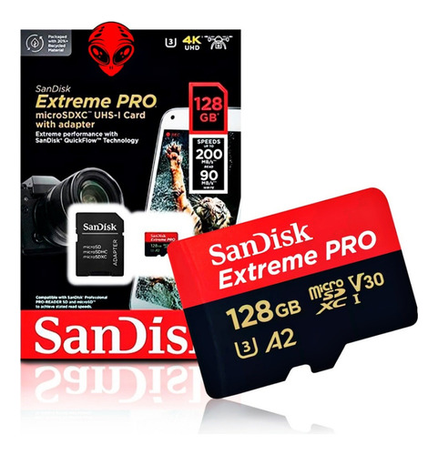 Memoria Microsd Sandisk Extreme Pro 128gb A2 200mb/s U3 4k