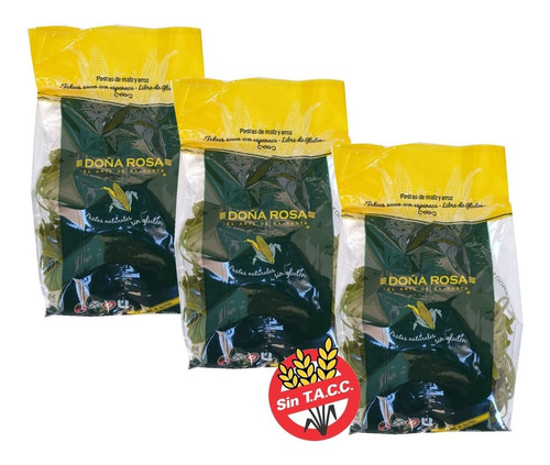 Pasta Fideos Doña Pacha Espinaca Maiz Arroz Sin Tacc 500g X3