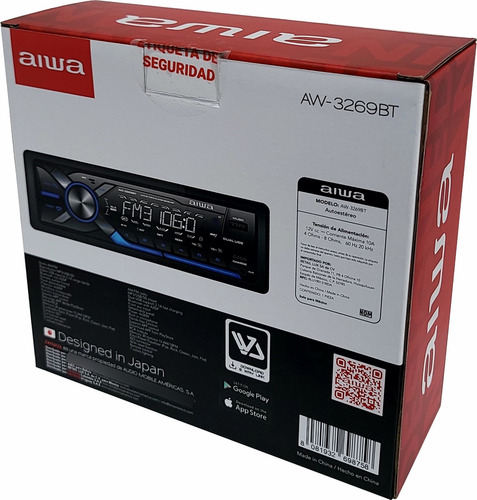 Autoestéreo Aiwa Aw-3269bt Usb Aux Bt 50wx4 Multicolor Sd