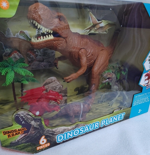 T-rex Dinosaur Planet Muñeco Juguete 30x40cms Set 6pzas