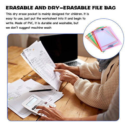 Bolsa De Oficina Borrable Con Bolsillo Para Borrado En Seco,