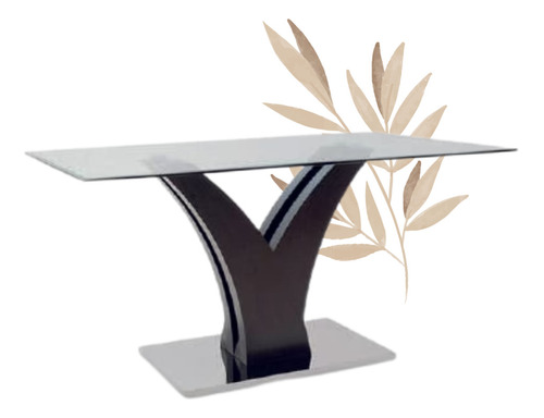 Mesa Stylish Living Comedor 180x90 Cm Vidrio Base De Acero