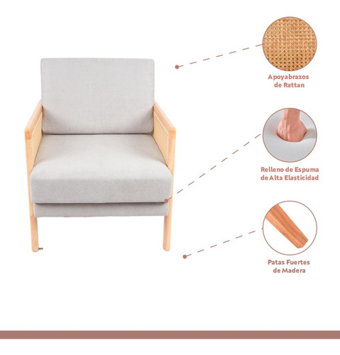 Sillon Madera Rattan Harmony - Gris