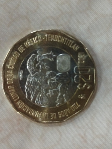 Moneda De $20 Fundacion Lunar Ciudad De Mexico -tenochtitlan