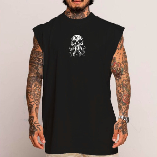 Camiseta Regata Longa Oversized Masculina Polvo Dark Gym All