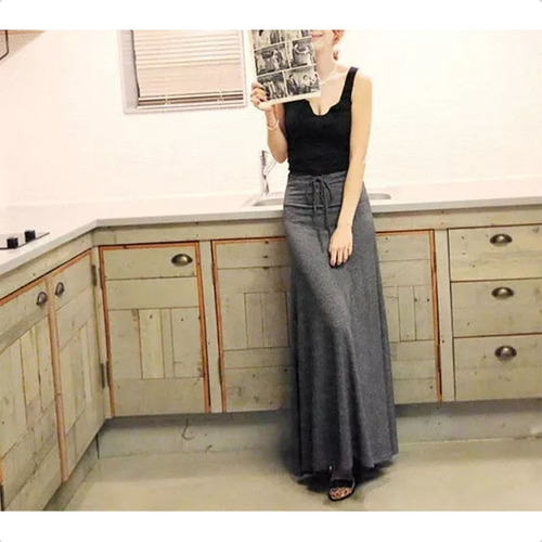 Falda Larga Con Elastico Y Cuenda P/ Ajustar Para Mujer 5501