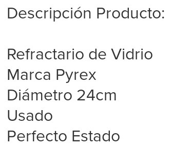 Refractario Marca Pyrex Como Nuevo 