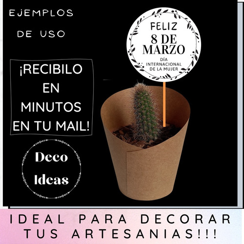 Imagen 2 de 9 de Descarga Pdf(01) Imprimíble Dia De La Mujer 24 Etiquetas B/n
