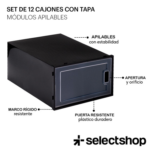 Cajas de Zapatos Apilables zapatera SelectShop SelectShop HG52C color negro
