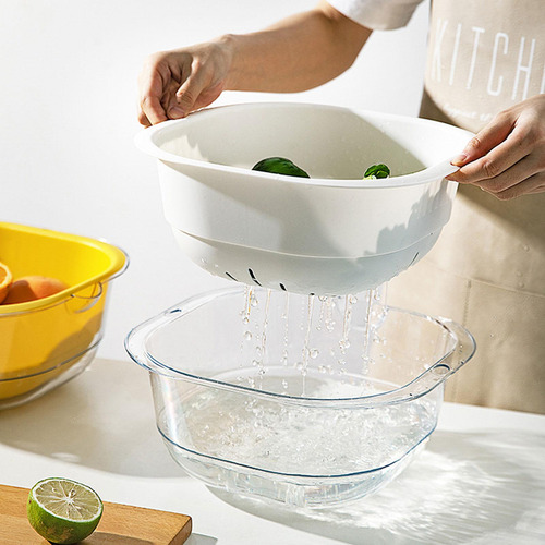 Cesto De Lavagem De Vegetais Para Frutas, Saladas E Branco