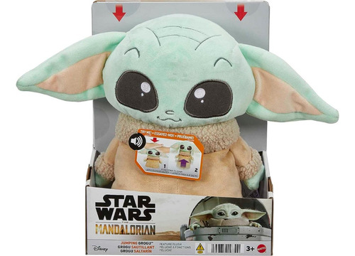Imagen 5 de 6 de Peluche Baby Yoda Saltarin Con Sonido 28 Cm Grogu Mattel