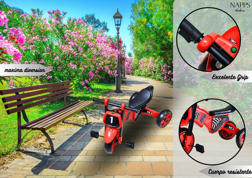 Triciclo Cochecito Infantil Nappsbabies Color Rojo