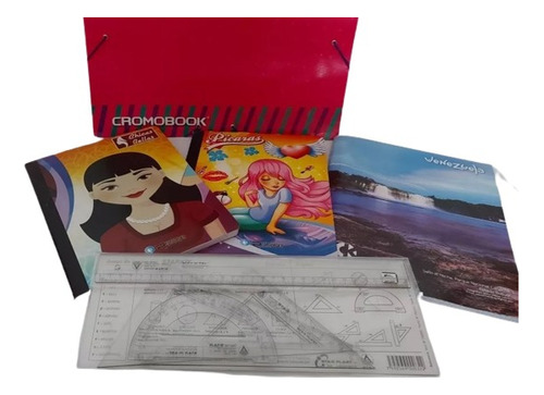 Kit  Útiles Escolares: Libretas, Carpeta Con Liga Y Más