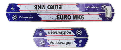 4 Embellecedores Autos Estribo Vw Euro Mk6 Azul Aluminio