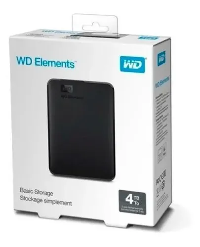 Hd Externo Wd Elements 4tb Usb 3.0 Preto Wdbu6y0040bbk