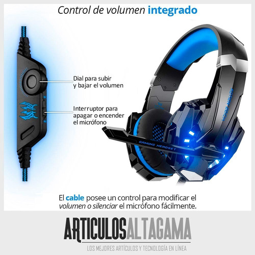 Audífonos Diadema Gamer Kotion G9000 Con Microfono Usb Y Led