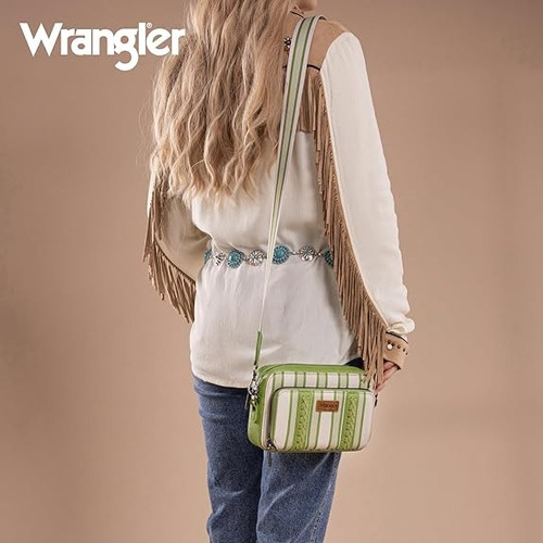 Cartera Deportiva Wrangler Cowgirl C Importada Original Verde Claro Rayas