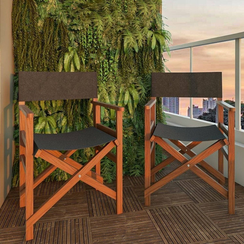 Cadeira Para Jardim Estilo Diretor De Cinema Cedro Rosa Wt