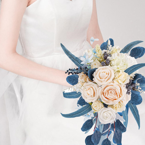 Ramo De Boda Para , Flores De Seda, Romántica, Estilo C