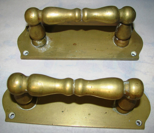 2 Tiradores De Bronce Antiguos P/ Puerta Exterior-interior