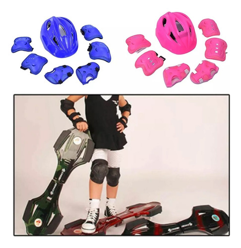 Set Casco Protección Niños Rodilleras Coderas Patinaje Bike
