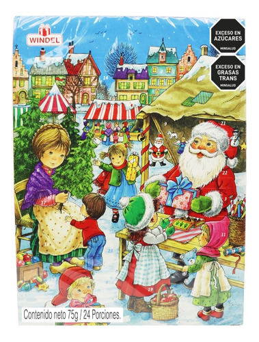 Calendario De Adviento Navideño Con Chocolates 75gr X16uds
