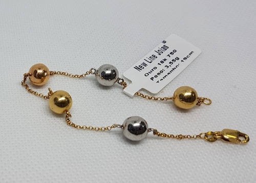 Pulseira Em Ouro 18k 750 Bolinhas Impecável 3,55g Bolas 7,80