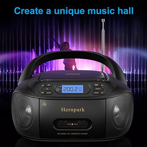 Reproductor De Cd Portátil Con Bluetooth, Hernpark Boombox R