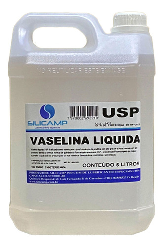 Vaselina Líquida Usp Farmacêutica Incolor Sem Cheiro 5 Litro