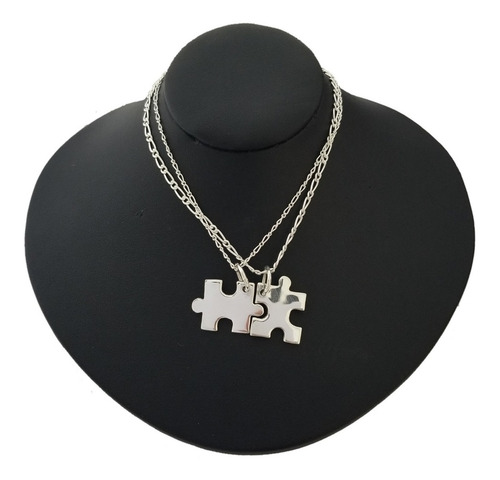 Conjunto Collar Rompecabezas Pareja Amigos Joya Plata 950