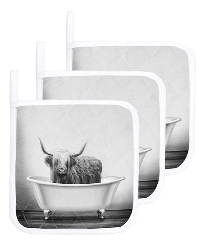 Agarrador Para Cocina Gris Highland Yak Animal Bañera Juego