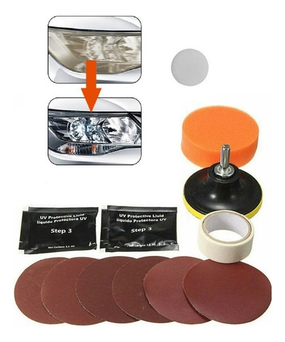 Kit Pulidor De Focos Auto Restauración Focos Micas Plásticas