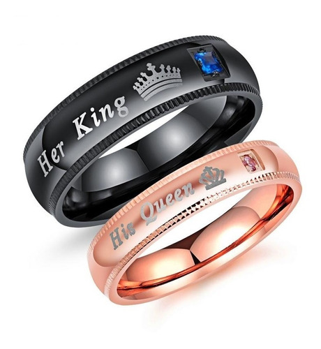 1 Anillo Acero Inox  Amor Parejas Novios Duo King Queen Rey