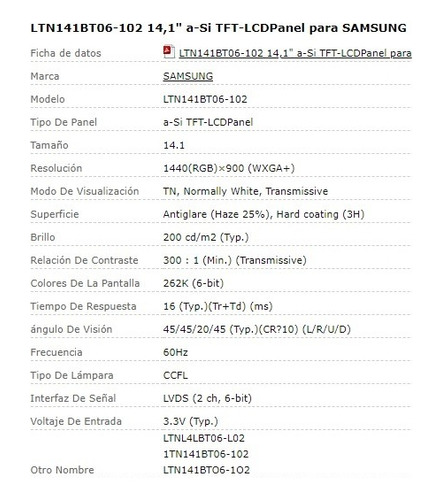 Pantalla Display Hp Compaq 6530b Ltn141bt06 (Usado)